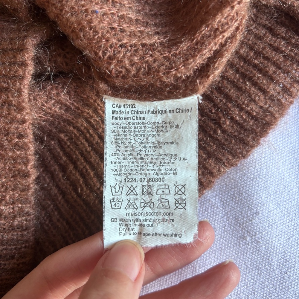 MAISON SCOTCH I 1 (US S) Mohair Blend Scoop Neck Knit Sweater I warm brown - Picture 5 of 7